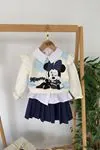 Miniğimin Cicileri Minnie Mouse Baskılı Fırfır Kol Sweatshirt ve Pileli Etekli Kız Çocuk 2’li Takım - Lacivert
