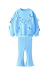 Miniğimin Cicileri Kurdela Desenli Taytlı Kız Çocuk Takım - Açık Mavi