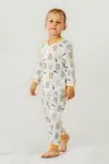 Miniğimin Cicileri Çıtçıtlı Ayıcık Baskılı Pamuklu Erkek Çocuk Pijama Takımı - Sarı