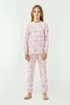 Miniğimin Cicileri Gökkuşağı Baskılı Sıfır Yaka Pamuklu Kız Çocuk Pijama Takımı - Pembe