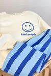 Miniğimin Cicileri Smile Detaylı Çizgili Unisex Çocuk Takım - Mavi