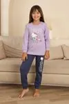 Miniğimin Cicileri Hll Kty Love  Baskılı Kız Çocuk Pijama Takımı - Lila