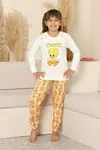 Miniğimin Cicileri Sevimli Civciv Baskılı Kız Çocuk Pijama Takımı - Beyaz