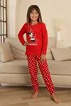 Miniğimin Cicileri Mnn Puantiye Baskılı Kız Çocuk Pijama Takımı - Kırmızı