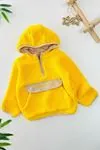 Miniğimin Cicileri Kanguru Cep Detaylı Kapüşonlu Unisex Çocuk Polar Sweat - Sarı