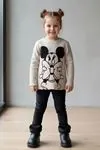 Miniğimin Cicileri Mnn Fiyonk Kadife Baskılı Kız Çocuk Sweatshirt - Bej