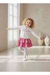 Miniğimin Cicileri Romantic Kat Kat Etekli Kapüşonlu Kız Çocuk 2 li Takım - Pembe