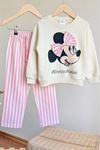 Miniğimin Cicileri Mnn Fiyonk Detaylı Çizgi Detaylı Kız Çocuk 2 li Takım - Pembe