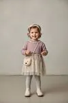 Miniğimin Cicileri Organik Ayıcık Çantalı Tül Etekli Kız Bebe 3 lü Takım - Mor