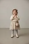 Miniğimin Cicileri Organik Ayıcık Çantalı Tül Etekli Kız Bebe 3 lü Takım - Krem