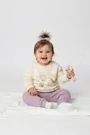 Miniğimin Cicileri Cute Zürafa Baskılı Kız Bebe Takım - Mor