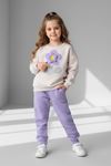 Miniğimin Cicileri Dokulu Papatya Desenli Kız Çocuk Kışlık Takım - Lila