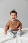 Miniğimin Cicileri  Triko Smile Baskılı Erkek Bebek 2 li Takım - Kahve