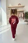Miniğimin Cicileri Love Çiçek Baskılı Kız Çocuk Kışlık Takım - Vişne Çürüğü