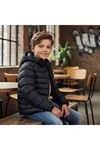 Miniğimin Cicileri Kapüşonlu (8-16 yaş) Unisex  Çocuk Şişme  içi Yünlü  Mont  - Siyah