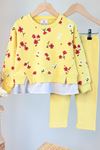 Miniğimin Cicileri Gömlek Detaylı Çiçek Baskılı Kız Çocuk 2 li Takım - Sarı