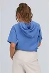Miniğimin cicileri 7-14 yaş beautiful keten  pantolon ve kapüşonlu crop- İndigo