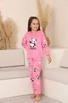Miniğimin Cicileri Panda Desenli Welsoft Kız Çocuk Pijama Takımı-Pembe - Pembe
