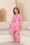 Miniğimin Cicileri Panda Desenli Welsoft Kız Çocuk Pijama Takımı-Pembe - Pembe