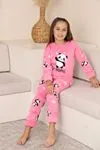 Miniğimin Cicileri Panda Desenli Welsoft Kız Çocuk Pijama Takımı-Pembe - Pembe