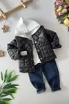 Miniğimin Cicileri Çıkarılabilir Kol Detaylı Min 3 lü Unisex Takım - Siyah