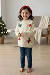 Miniğimin Cicileri Yılbaşı Konsepli Taytlı Triko Unisex Çocuk Takım - Krem