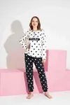 Miniğimin Cicileri Termal Kumaş Puantiye Desenli Kız Çocuk Pijama Takımı - SiyahBeyaz
