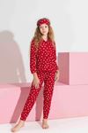Miniğimin Cicileri Termal Kumaş Kalp Desenli Kız Çocuk Pijama Takımı - Kırmızı