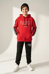 Miniğimin Cicileri (13-16 yaş) Dark Baskılı  Şeritli Erkek Çocuk 2 li Mevsimlik Takım - Kırmızı