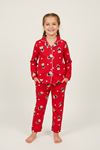 Miniğimin Cicileri Ayıcık Desenli Süet Kız Çocuk Pijama Takımı - Kırmızı