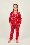 Miniğimin Cicileri Ayıcık Desenli Süet Kız Çocuk Pijama Takımı - Kırmızı