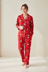 Miniğimin Cicileri Ayıcık Desenli Anne Pijama Takımı - Kırmızı