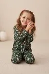 Miniğimin Cicileri Yılbaşı Kardanadam  Desenli Süet Kız Çocuk Pijama Takımı - Yeşil