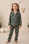 Miniğimin Cicileri Yılbaşı Kardanadam  Desenli Süet Kız Çocuk Pijama Takımı - Yeşil