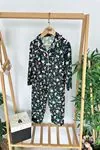 Miniğimin Cicileri Yılbaşı Kardanadam  Desenli Süet Kız Çocuk Pijama Takımı - Yeşil