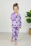 Miniğimin Cicileri Krm Desenli Süet Kız Çocuk Pijama Takımı - Lila