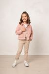 Miniğimin Cicileri (5-8 Yaş) Nakışlı Cepli Kız Çocuk Ceketli Takım - Pudra