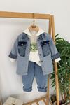 Miniğimin Cicileri Çizgili Kot 3 lü Erkek Çocuk Takım - Mavi