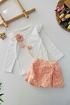 Miniğimin Cicileri Gül Detaylı Şortetekli Kız Çocuk Takım - Somon