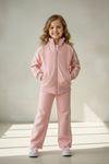 Miniğimin Cicileri Nakış Detaylı Fermuarlı Kız Çocuk Eşofman Takımı - Pembe