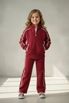 Miniğimin Cicileri Nakış Detaylı Fermuarlı Kız Çocuk Eşofman Takımı - Bordo