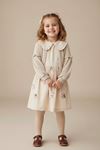 Minigimin Cicileri Çiçek İşlemeli Balon Kol Hırkalı Kız Çocuk Elbise Takım - Krem