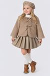 Miniğimin Cicileri Kürklü Deri Etekli Kız Çocuk 4 lü Takım - Açık Kahverengi