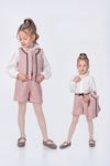 Minigimin Cicileri Tüvit Şeritli 3 lü Yelekli Kız Çocuk Takım - Pudra
