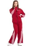 Minigimin Cicileri Şeritli Dri Fit Kapşonlu Kız Çocuk 2 li Eşofman Takımı - Bordo