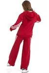 Minigimin Cicileri Şeritli Dri Fit Kapşonlu Kız Çocuk 2 li Eşofman Takımı - Bordo