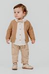 Minigimin Cicileri Zurefa Nakışlı Triko Hırka 4'LÜ Erkek Bebek Takım - Kahverengi