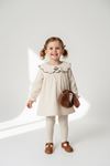 Minigimin Cicileri Yaka Tavşan Nakışlı Kız Çocuk Elbise Çantalı 2'li Takım - Krem
