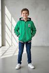 Miniğimin Cicileri Nasa Şerit Detaylı Erkek Çocuk İçi Pamuk Astar Yağmurluk - Yeşil