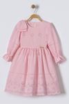 Minigimin Cicileri Brode Nakış Detaylı Kız Çocuk Elbise - Pembe